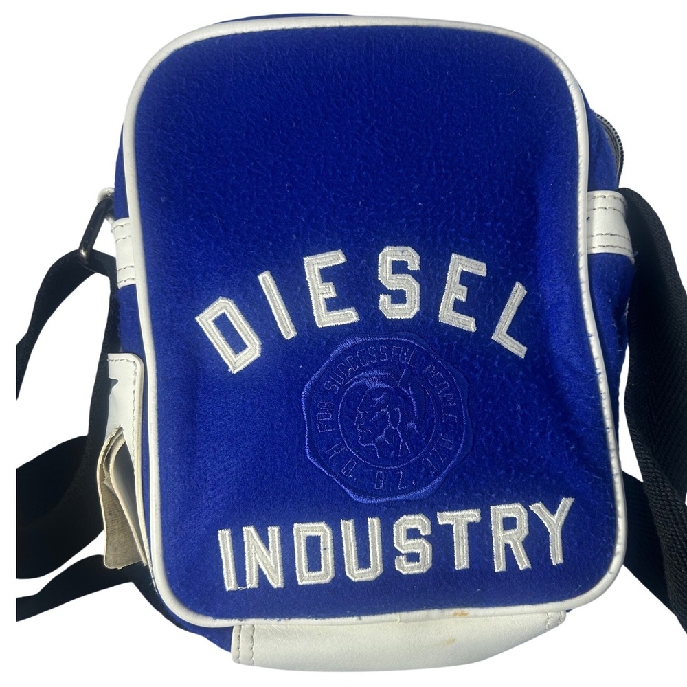 Diesel Industry Blue‎ Wool Blend Crossbody Bag Messenger Style
